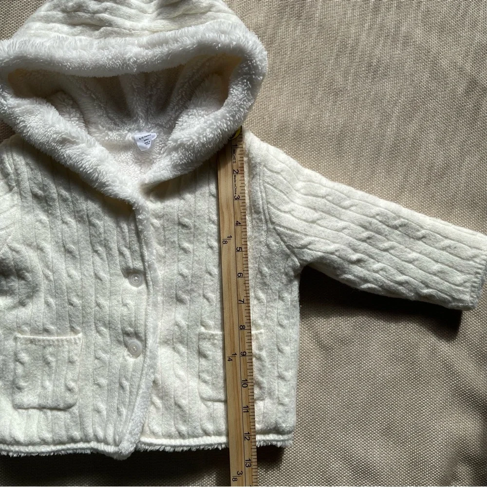 Baby Gap 6-12m CashSoft Cozy Bear Cardigan Cream Sherpa Cable Knit Soft Cozy